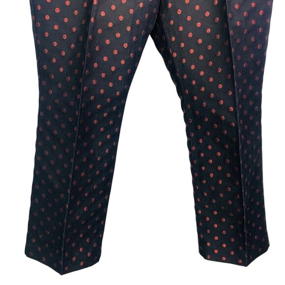 Talbots Womens Kick Crop Pants Holiday Dot Black Metallic Red Size 14 - Picture 5 of 12
